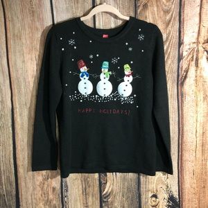 Snowman Christmas sweater with beads of snow
